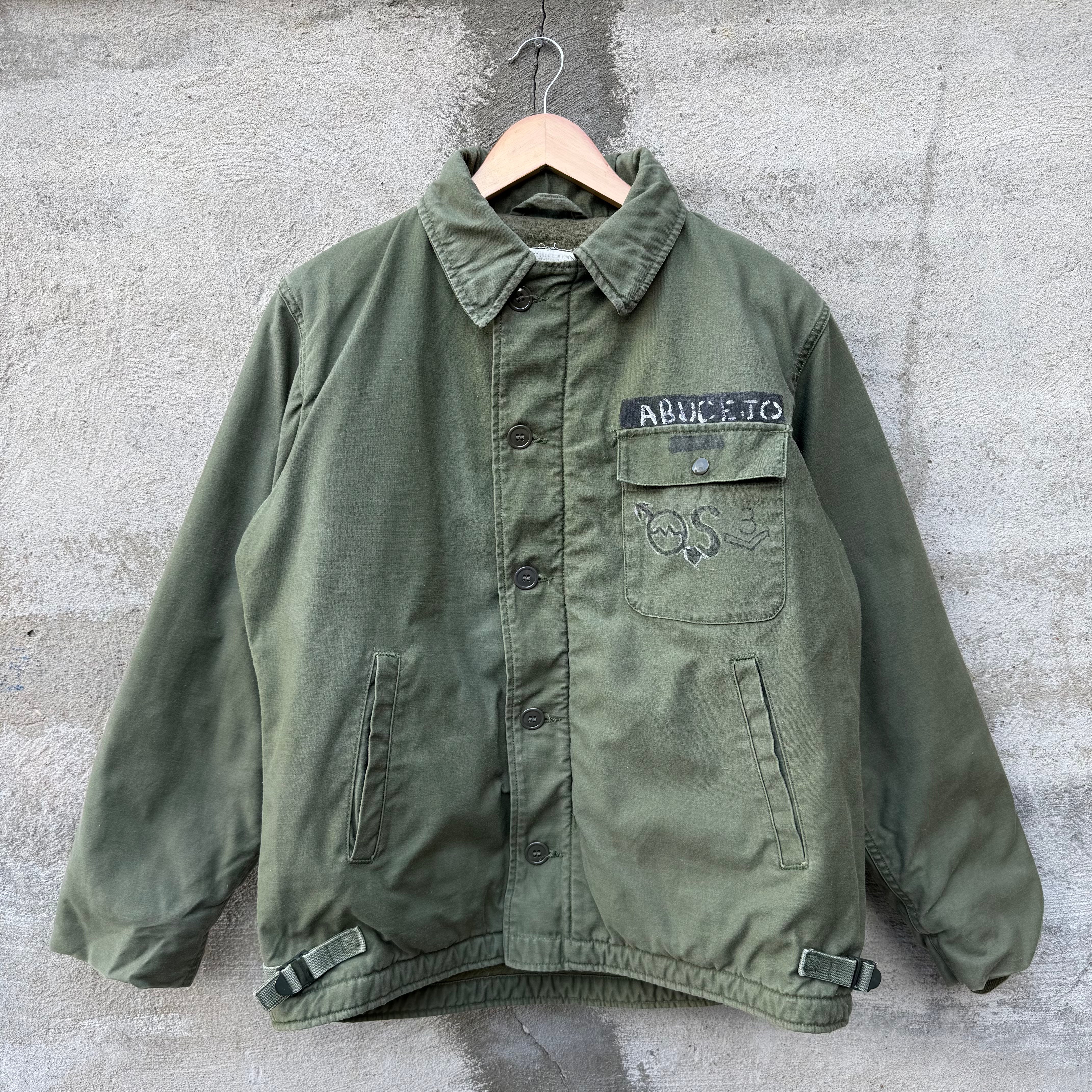70's US Military Stenciled Olive Green A-2 Deck Jacket – Recycled