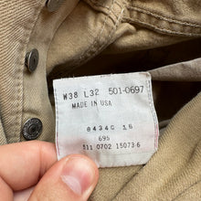 Load image into Gallery viewer, Vintage Levi's 501 Tan Denim Jeans