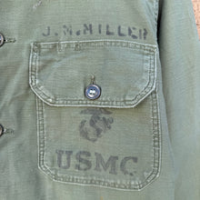 Load image into Gallery viewer, 60's US Military USMC Stenciled Button Down Shirt
