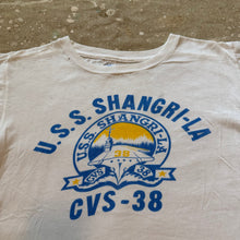 Load image into Gallery viewer, 60’s Velva Sheen USS Shangri-La stenciled shirt.
