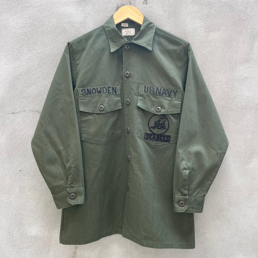 80s USN Seabees Fatigue Button Down Shirt