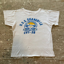 Load image into Gallery viewer, 60’s Velva Sheen USS Shangri-La stenciled shirt.
