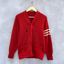 Load image into Gallery viewer, 60’s Vintage Thrashed Red Cardigan Sweater
