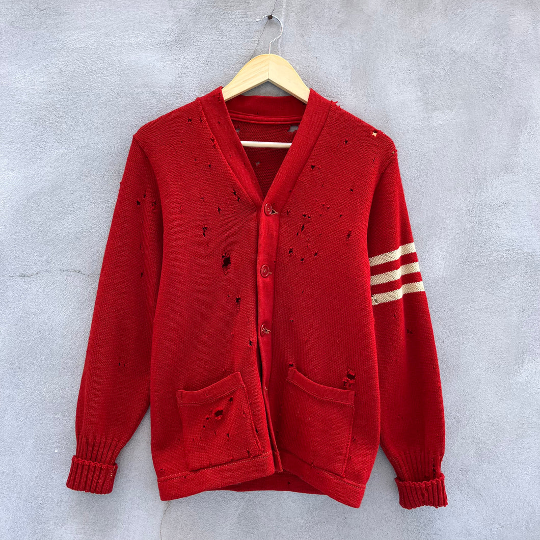 60’s Vintage Thrashed Red Cardigan Sweater