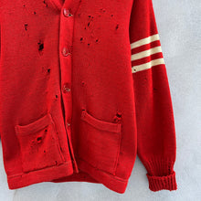 Load image into Gallery viewer, 60’s Vintage Thrashed Red Cardigan Sweater
