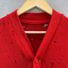 Load image into Gallery viewer, 60’s Vintage Thrashed Red Cardigan Sweater
