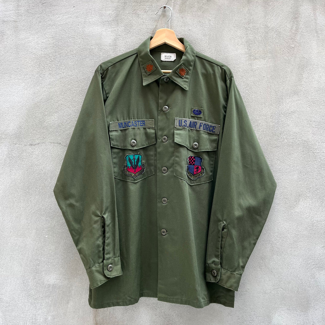 80s USAF Military Utility Fatigue Button Down Shirt