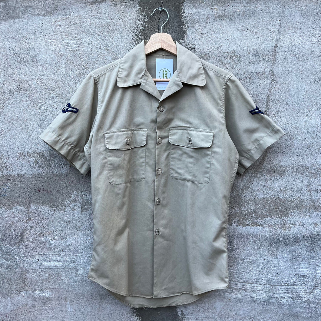 60's USAF Khaki Tan Short Sleeve Button Down Shirt