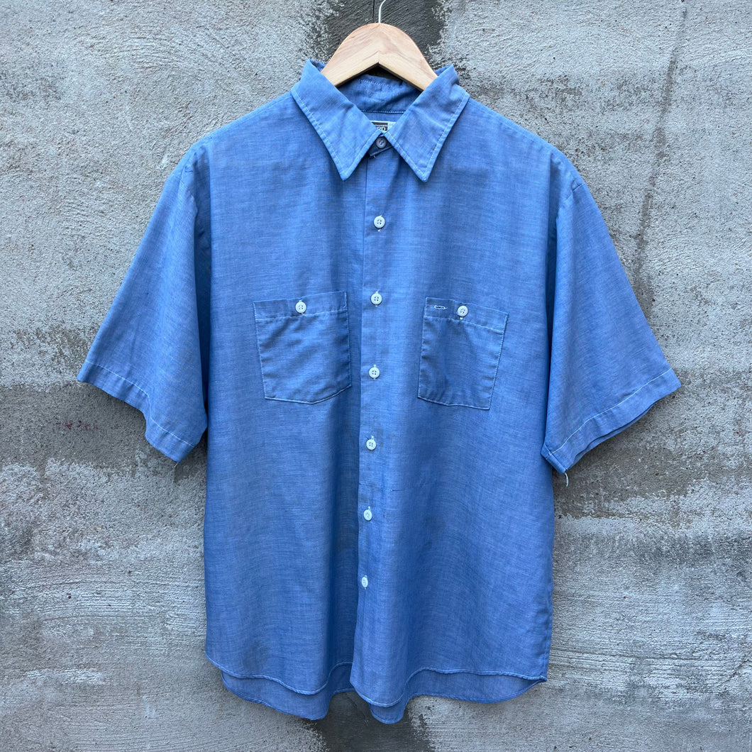 70's Montgomery Ward Chambray Short Sleeve Button Down Shirt