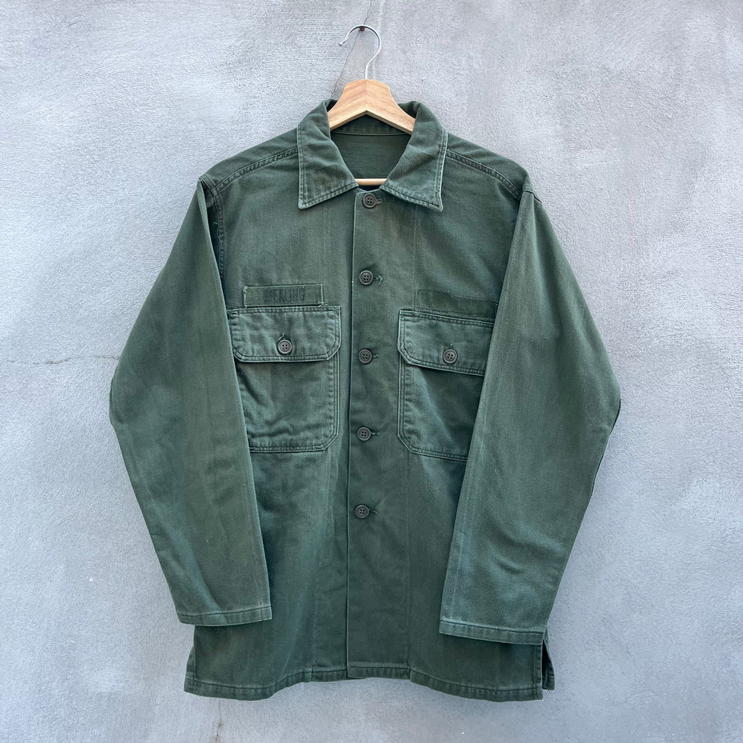 60s US Military Utility Fatigue Button Down Shirt