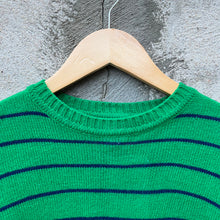 Load image into Gallery viewer, 80&#39;s Woven Green Striped Crewneck Sweater.
