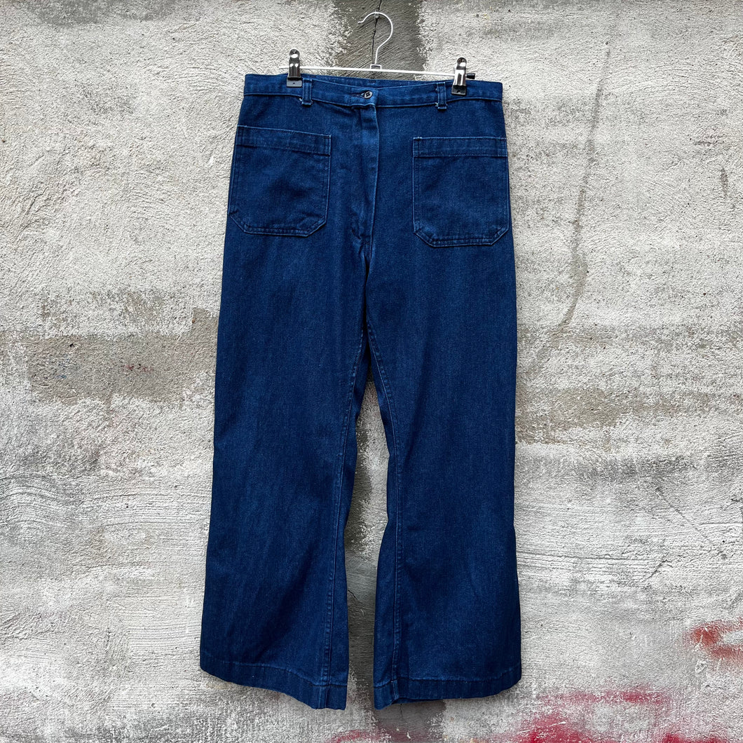 90's USN Women's Denim Dungaree Flare Trousers