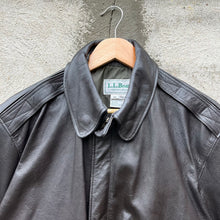 Load image into Gallery viewer, 90&#39;s L.L.Bean Dark Brown Leather A-2 Military Style Jacket
