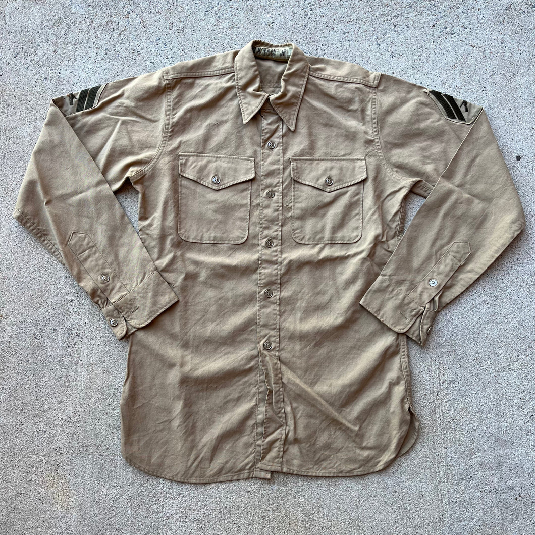 50’s Military Tan Button Down Shirt